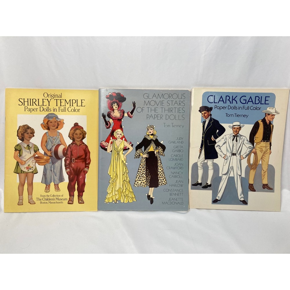 Vintage‎ Paper Doll 3 Book Lot Shirley Temple Clark Gable Tom Tierney Hollywood